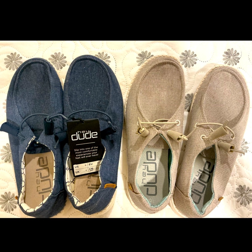 Two for one Hey Dude unisex Casual Shoes - Blue and Tan